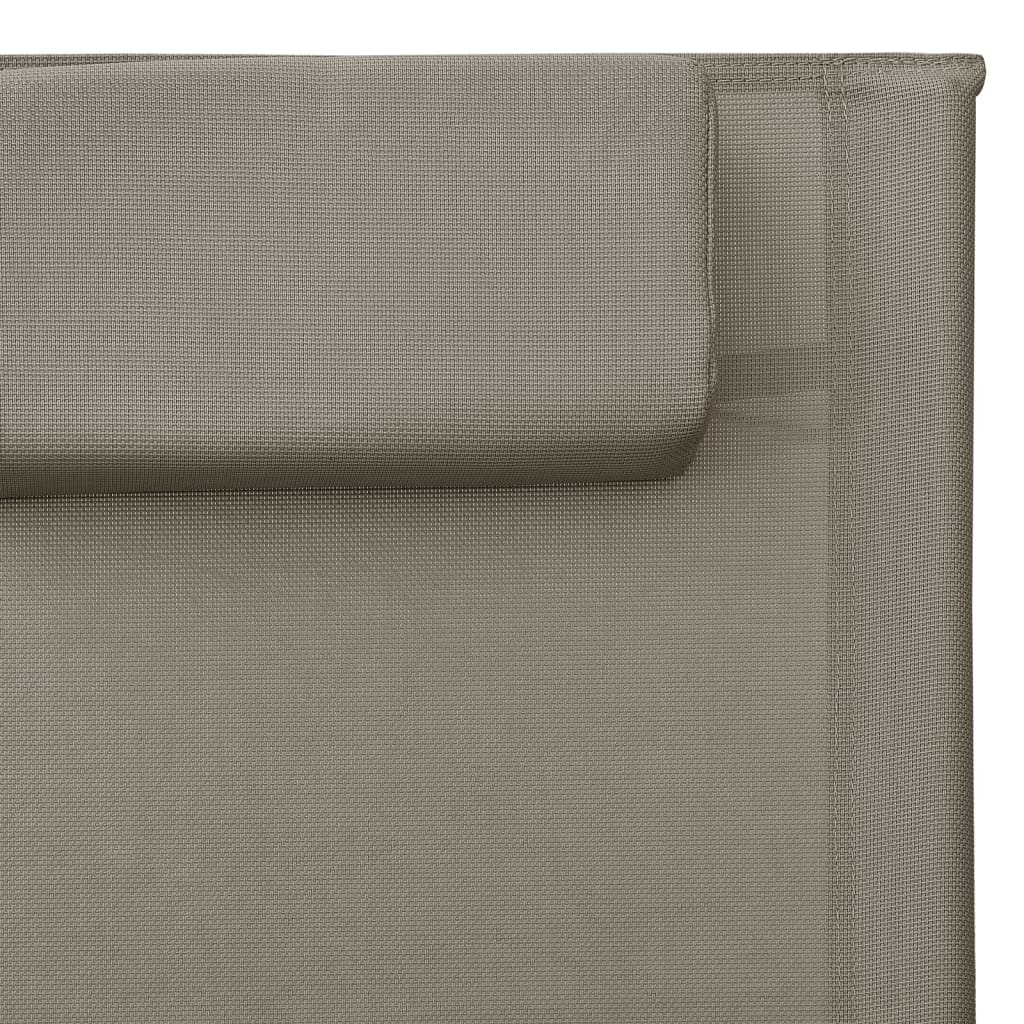 Sun loungers 2 pcs textilene grey-brown and grey