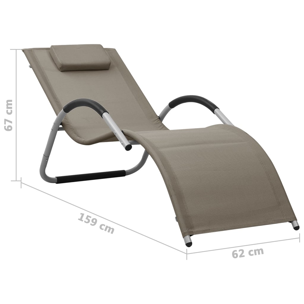 Sun loungers 2 pcs textilene grey-brown and grey