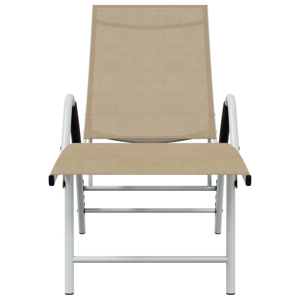 Textilene and aluminum sun lounger in cream color