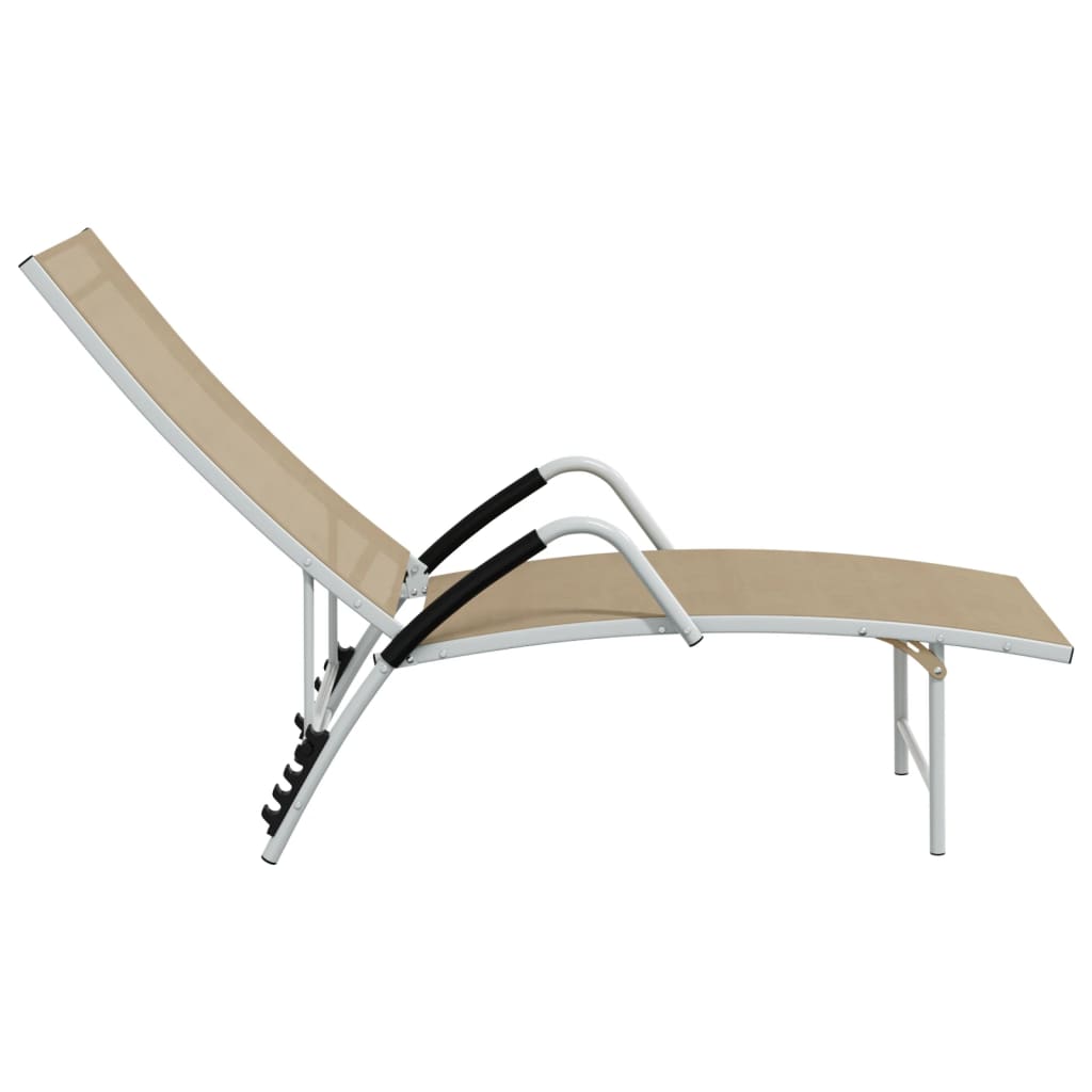 Textilene and aluminum sun lounger in cream color