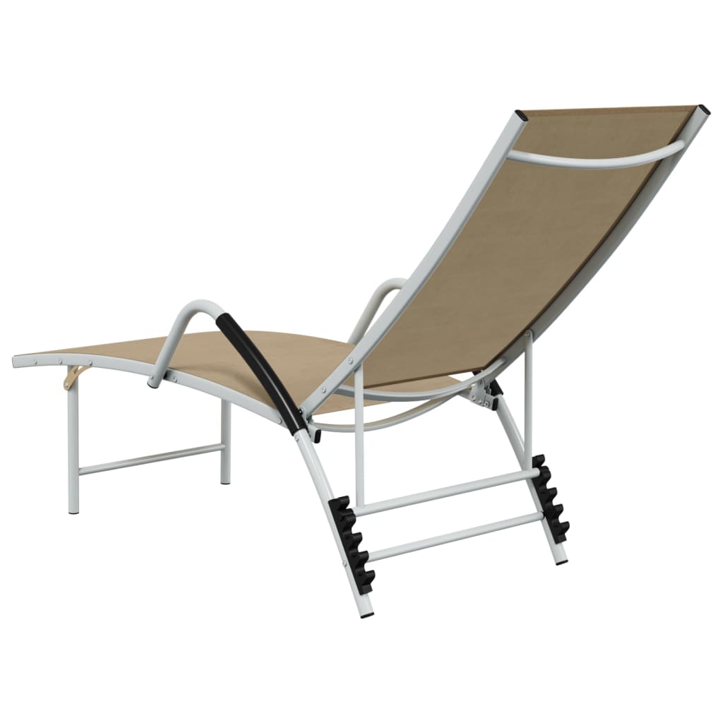 Textilene and aluminum sun lounger in cream color