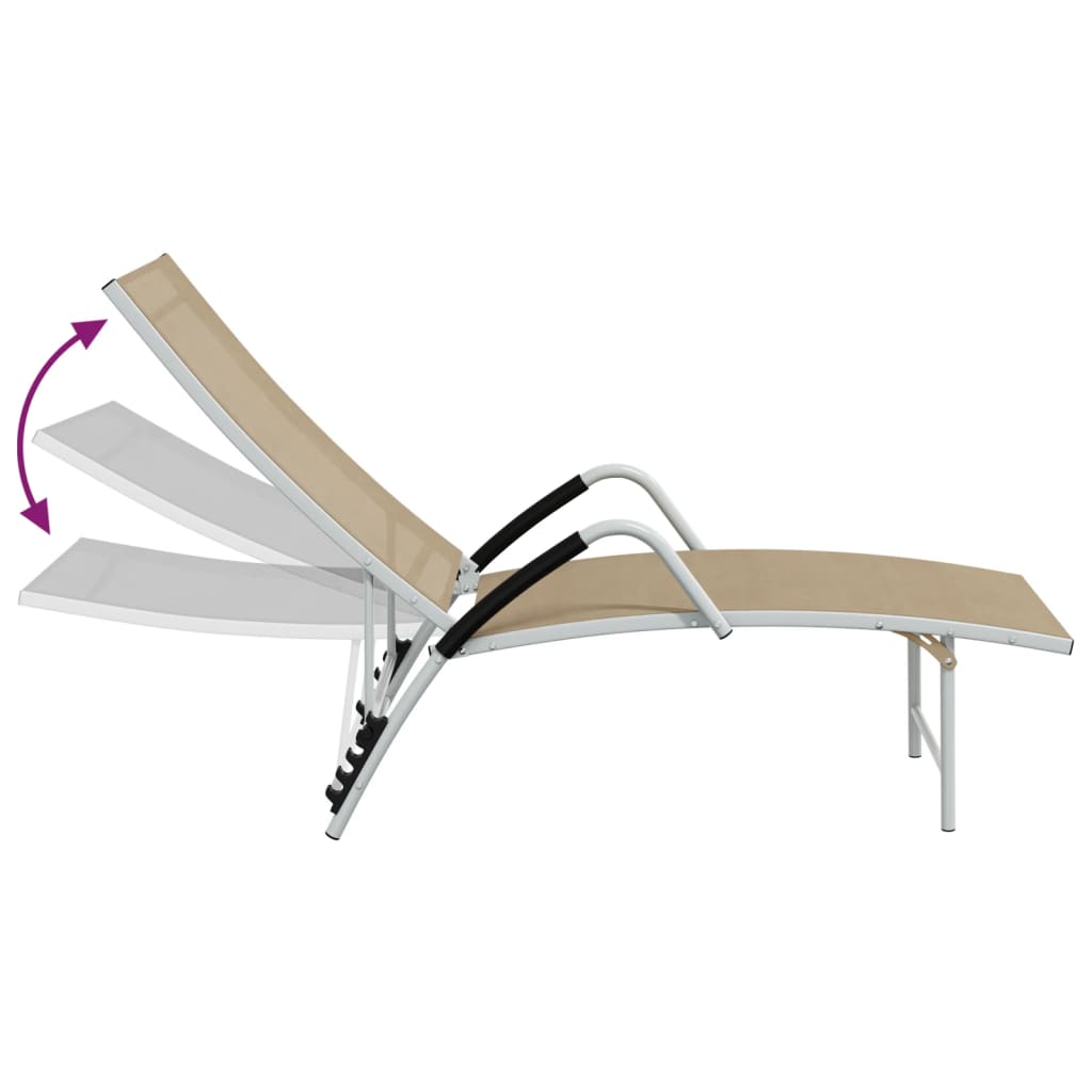 Textilene and aluminum sun lounger in cream color