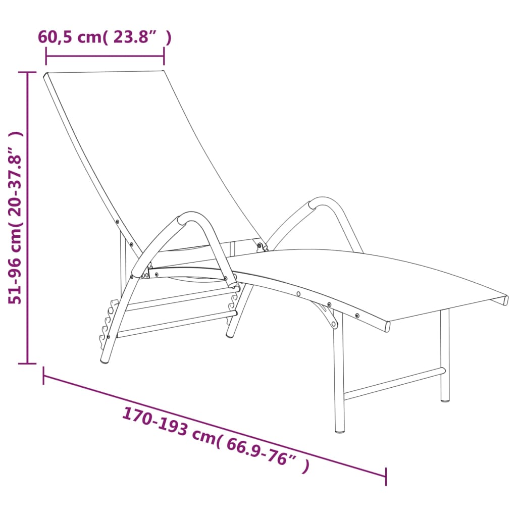 Textilene and aluminum sun lounger in cream color
