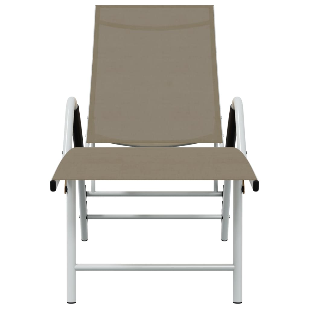 Textilene and aluminium sun lounger in grey-brown