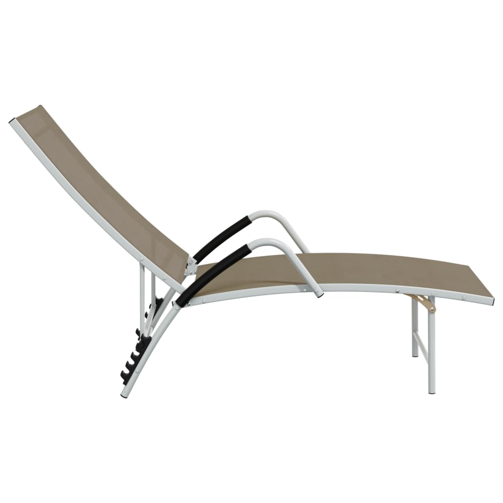 Textilene and aluminium sun lounger in grey-brown