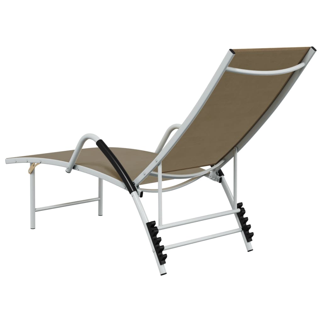Textilene and aluminium sun lounger in grey-brown