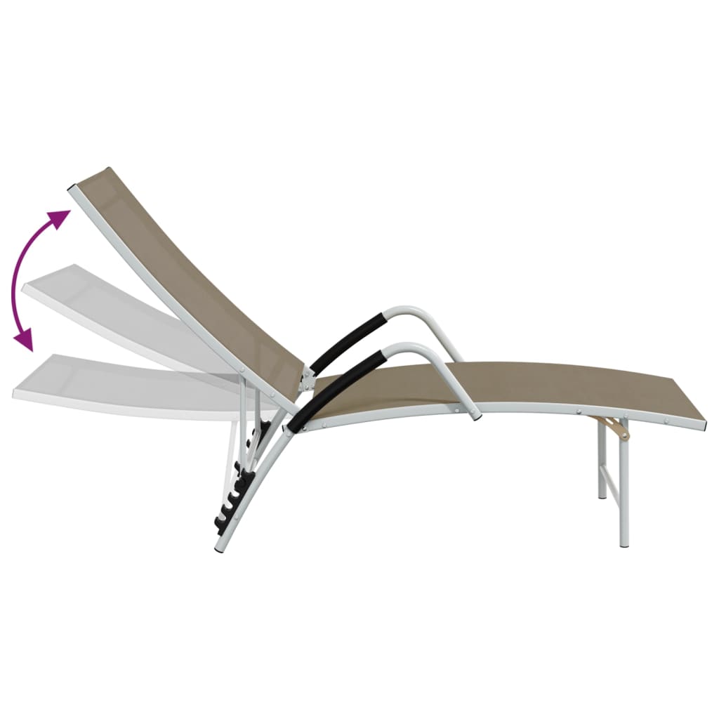 Textilene and aluminium sun lounger in grey-brown