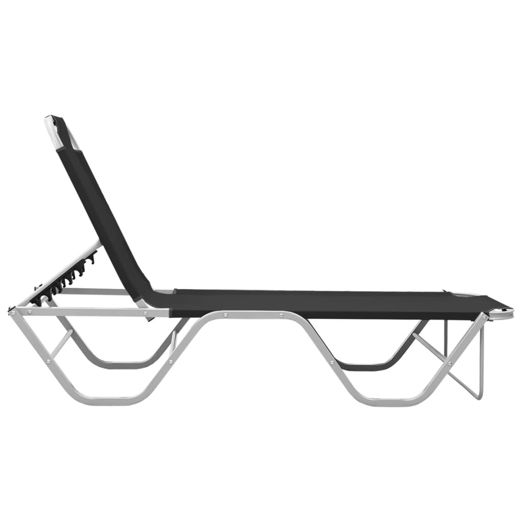 Aluminum and black textilene sun lounger