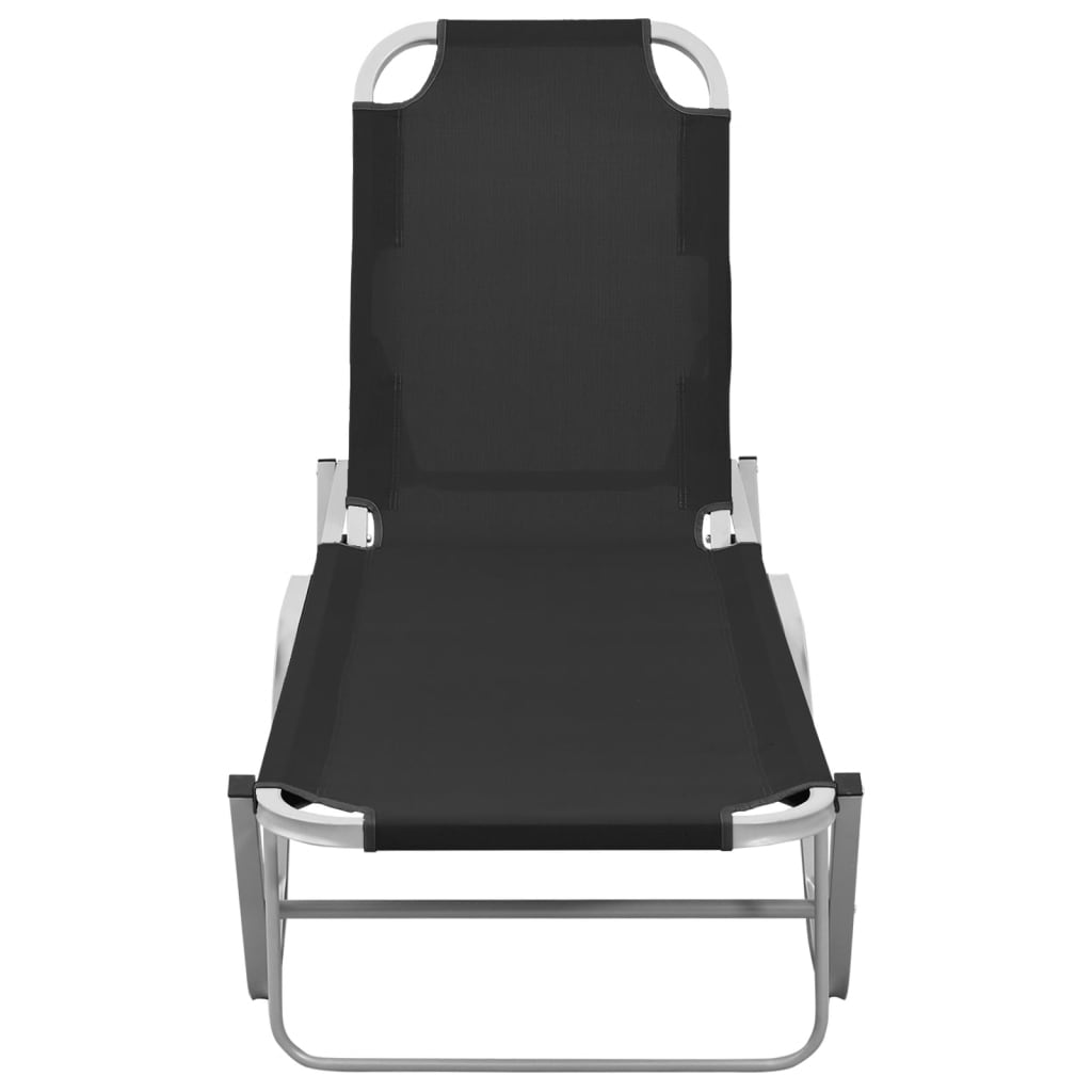 Aluminum and black textilene sun lounger
