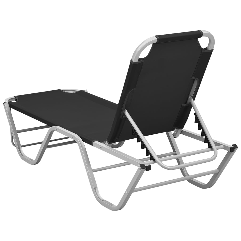 Aluminum and black textilene sun lounger