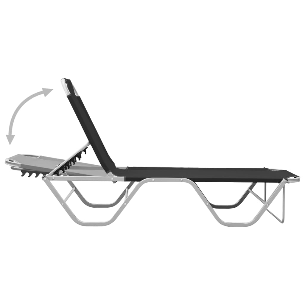 Aluminum and black textilene sun lounger