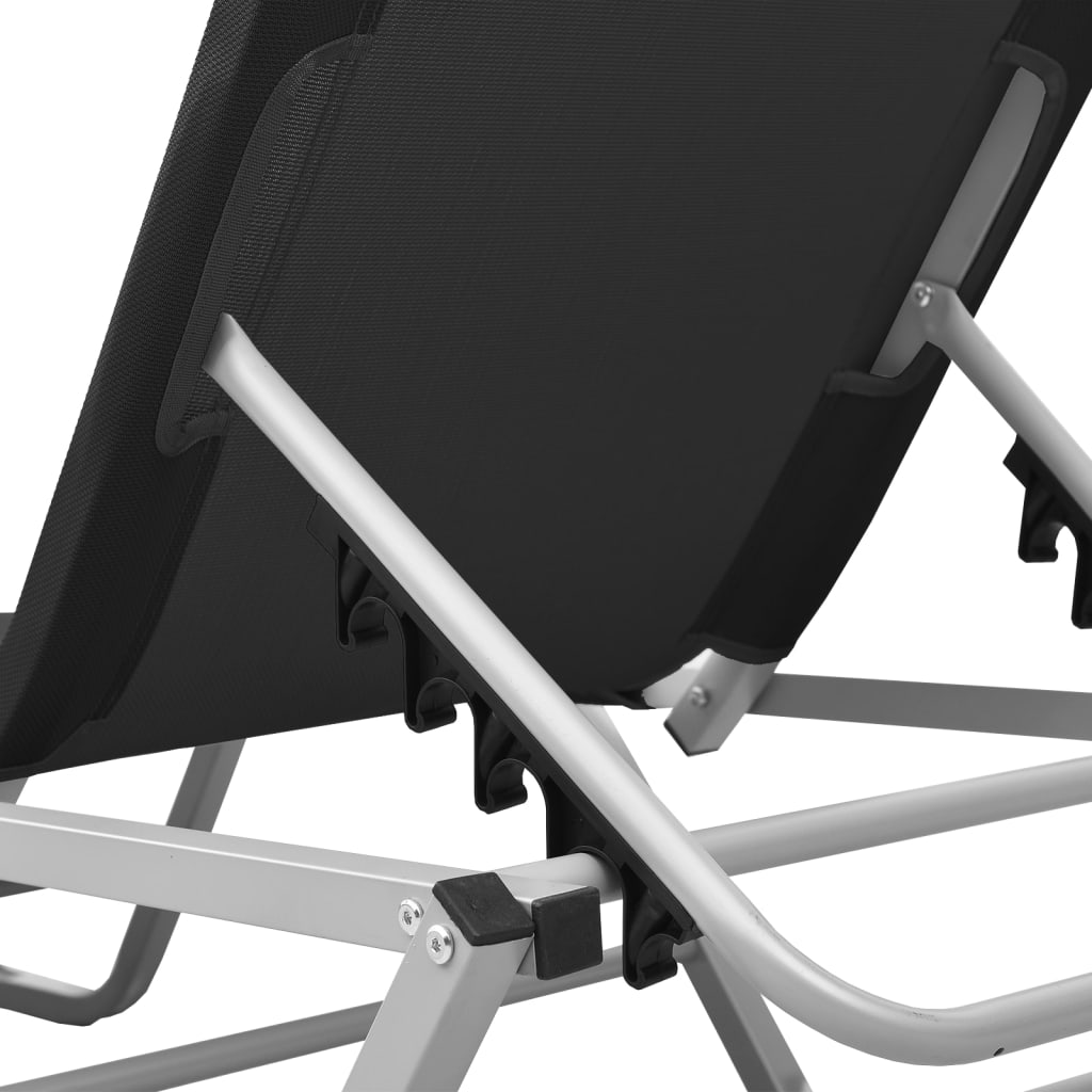 Aluminum and black textilene sun lounger