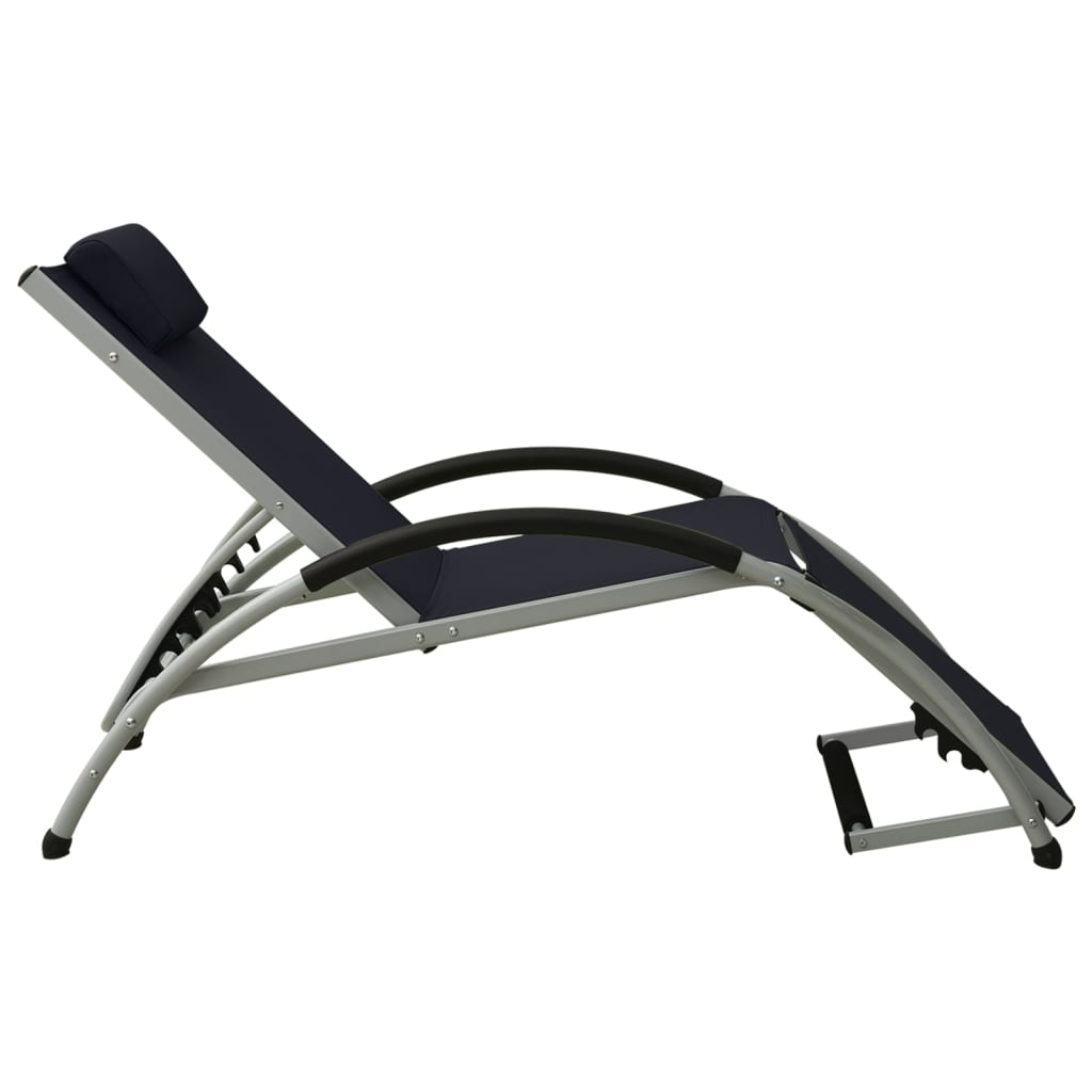 Sun lounger with black textilene cushion