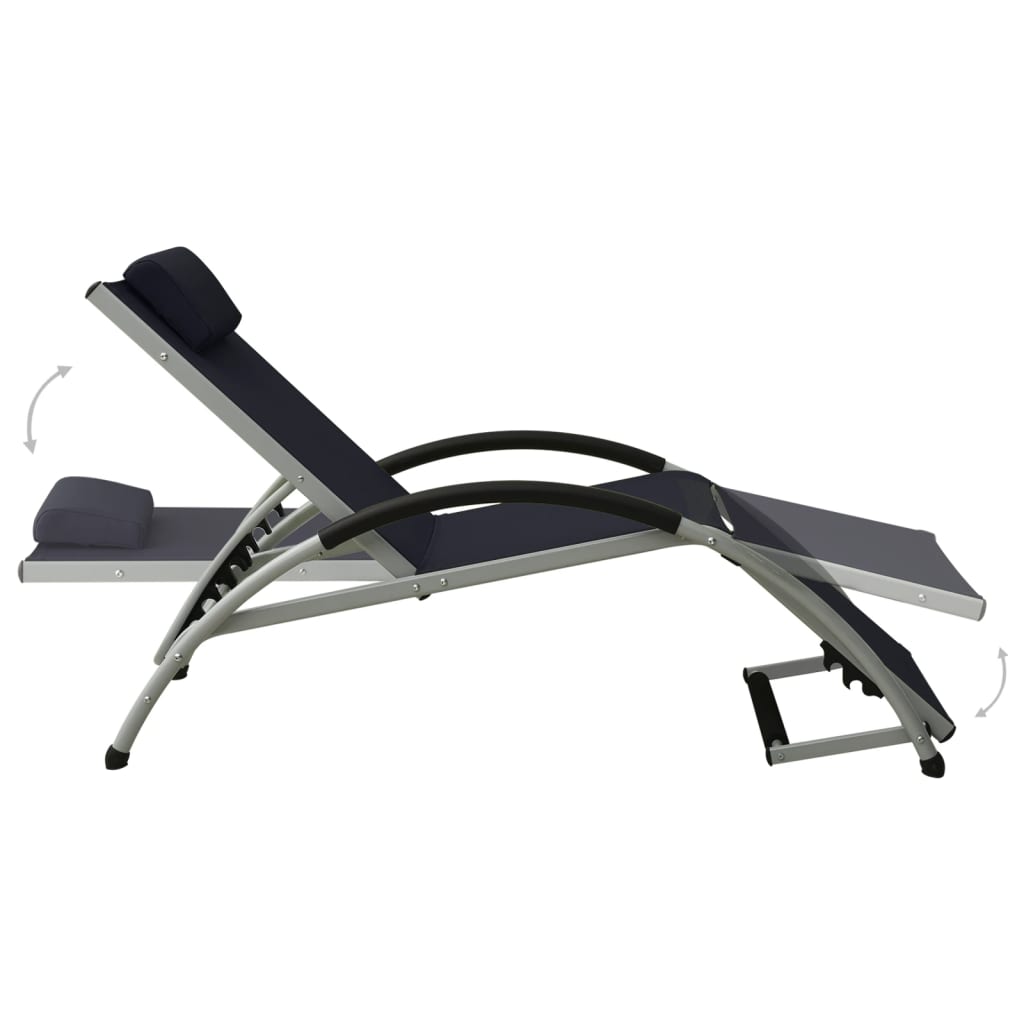 Sun lounger with black textilene cushion