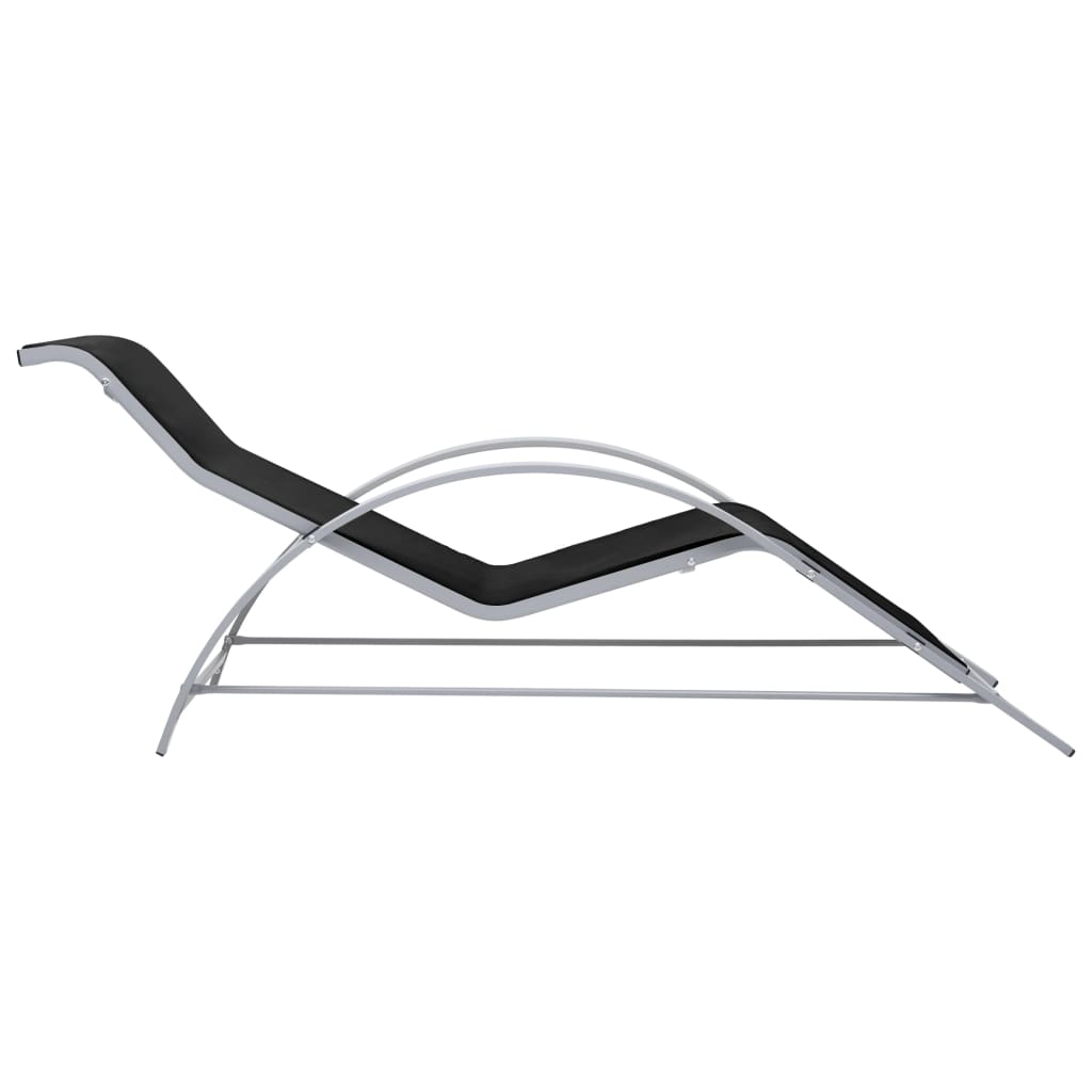 Sun loungers with table 2 pcs black aluminum