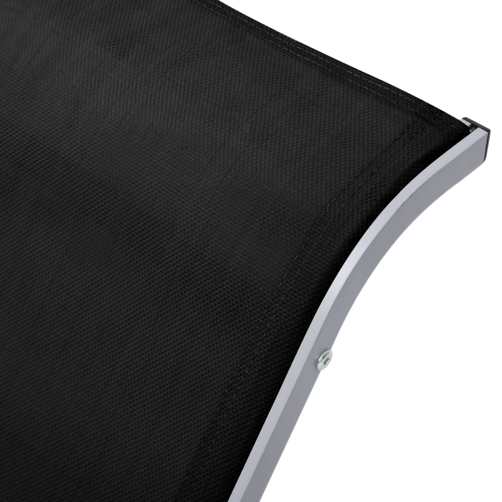 Sun loungers with table 2 pcs black aluminum