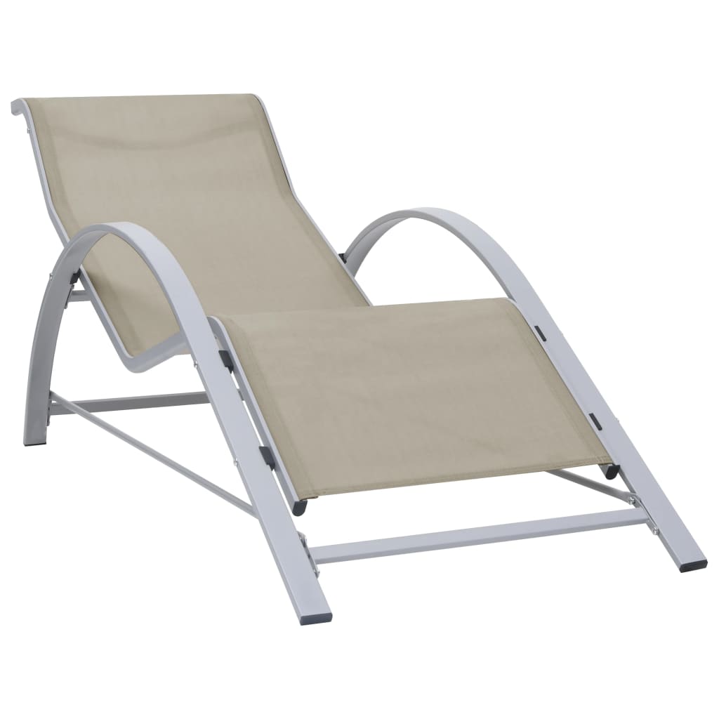 Sun loungers with table 2 pcs aluminum cream color