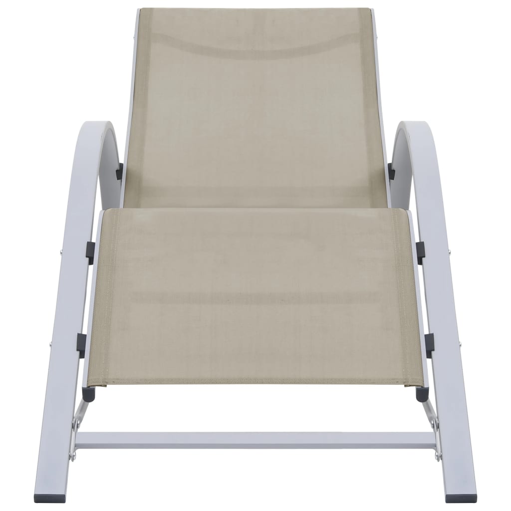 Sun loungers with table 2 pcs aluminum cream color