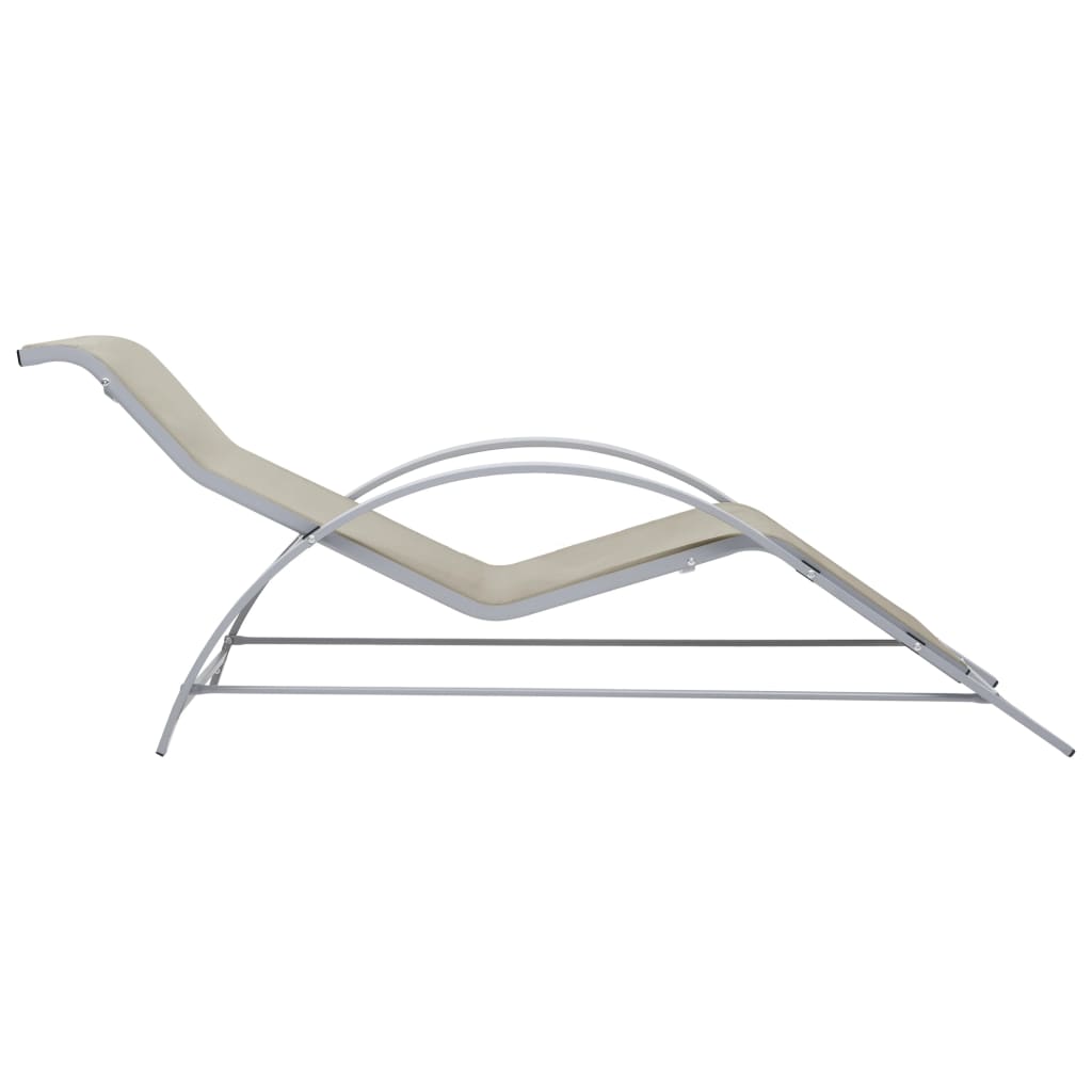Sun loungers with table 2 pcs aluminum cream color