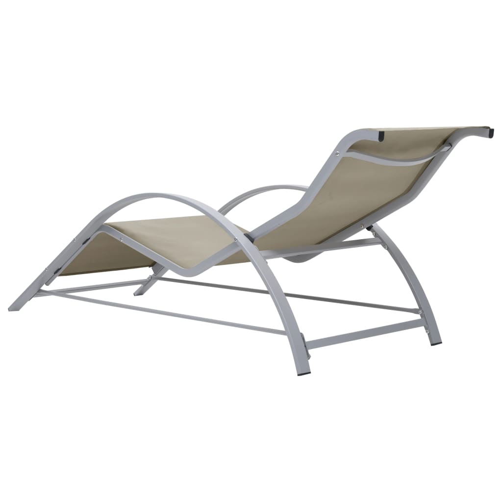 Sun loungers with table 2 pcs aluminum cream color