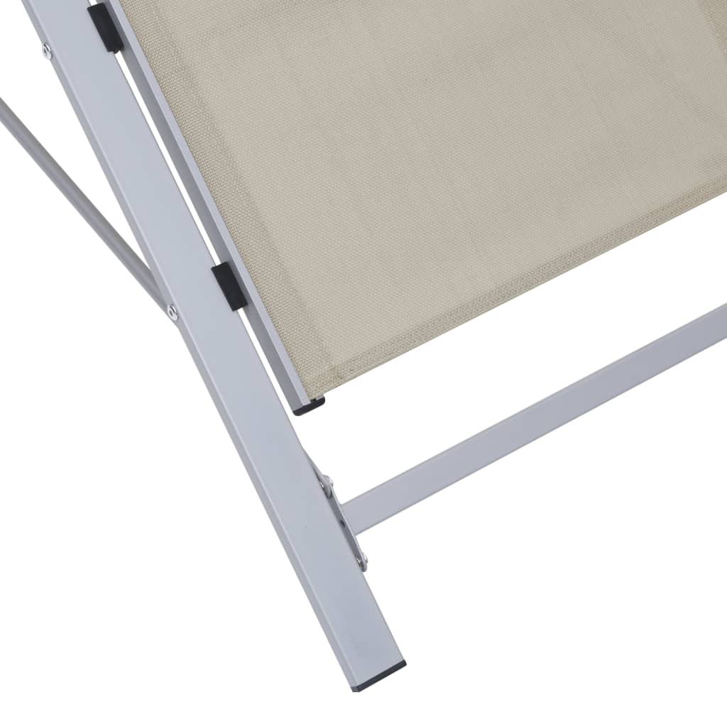 Sun loungers with table 2 pcs aluminum cream color