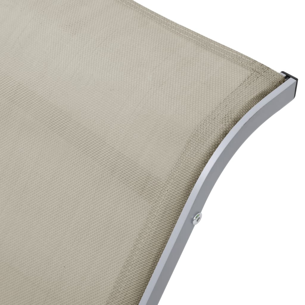 Sun loungers with table 2 pcs aluminum cream color