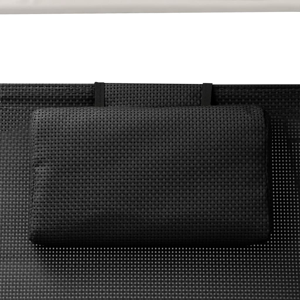 Espreguiçadeira dupla com toldo textilene preto