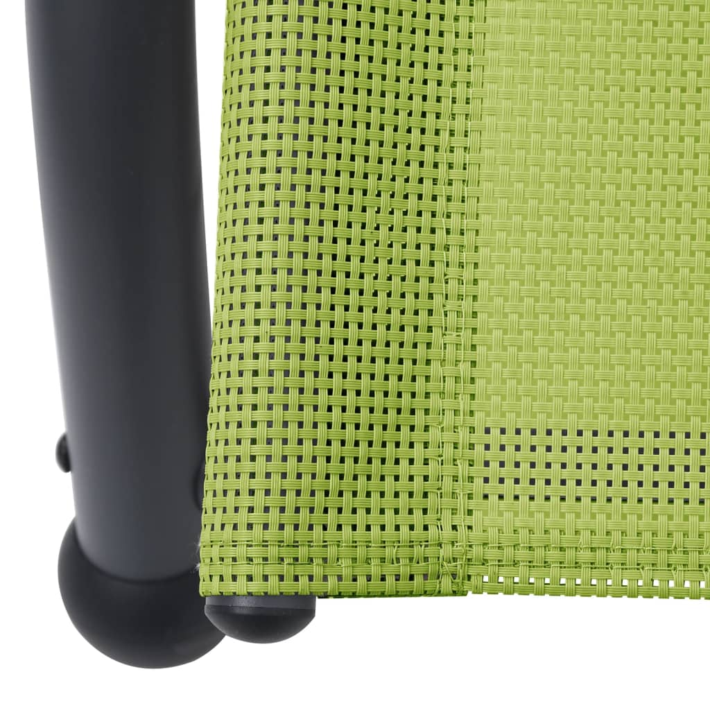 Double sun lounger with green textilene canopy