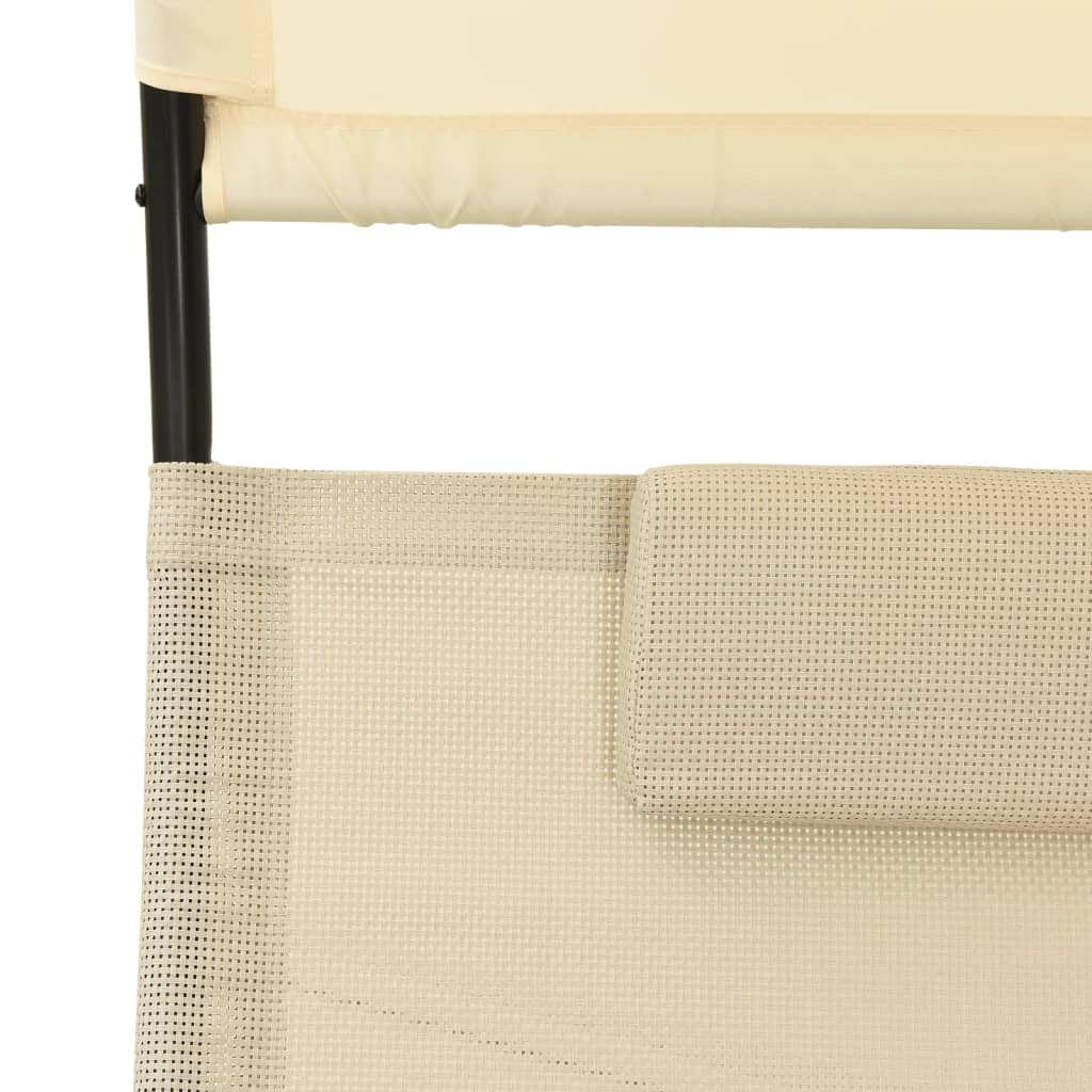 Espreguiçadeira dupla com toldo textilene cor creme