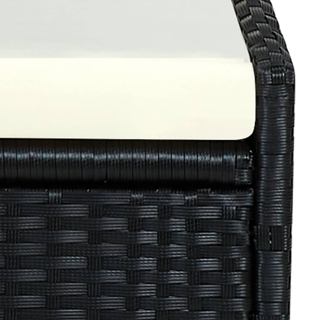 Black PE wicker sun lounger with cushion