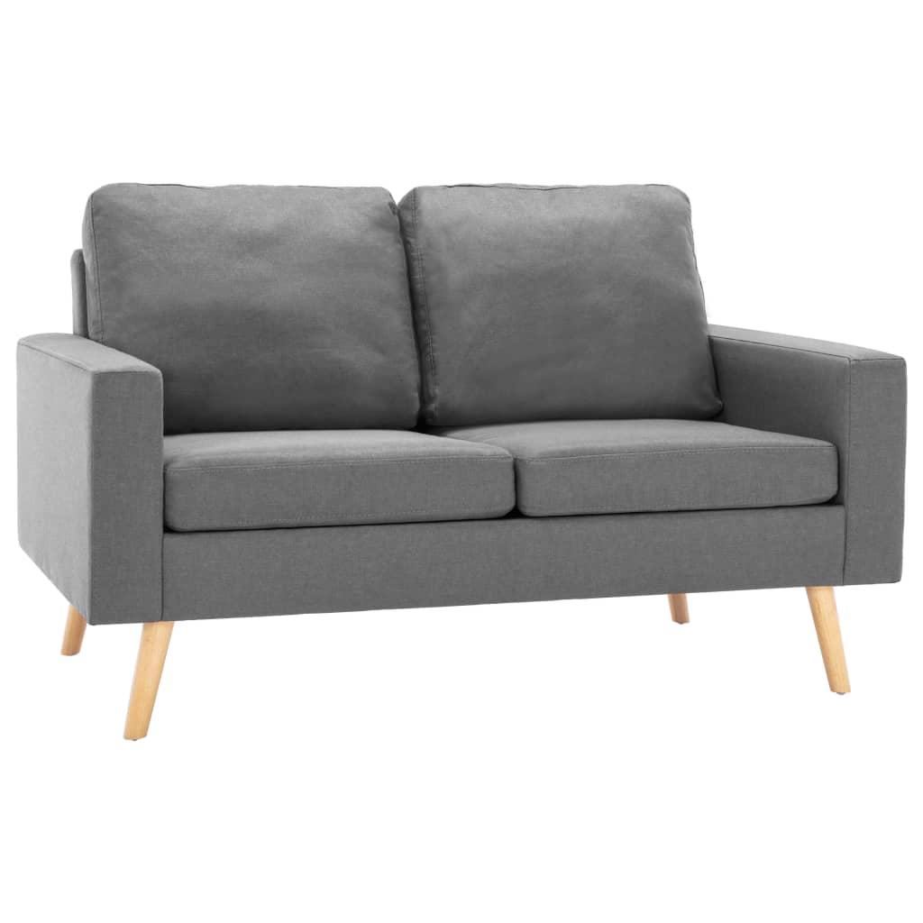 2 pcs light grey fabric sofa set
