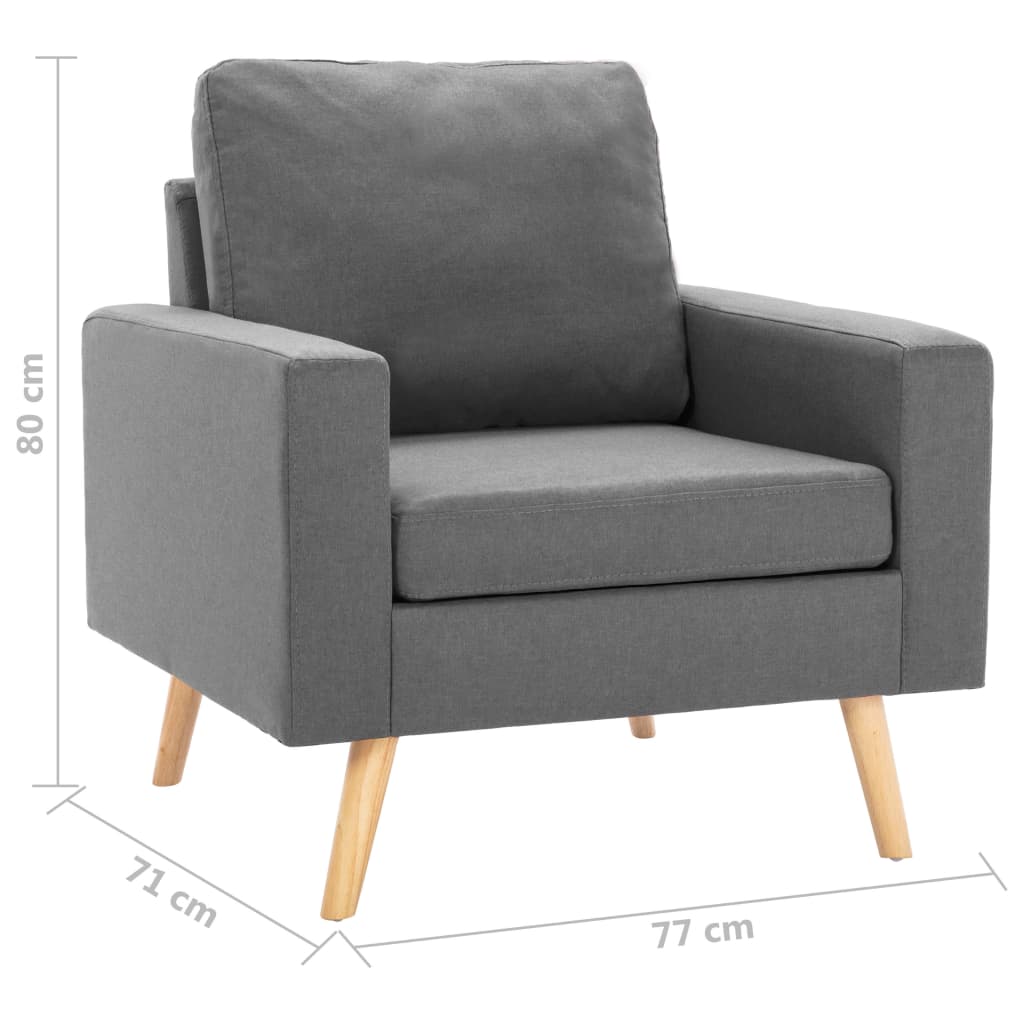 2 pcs light grey fabric sofa set