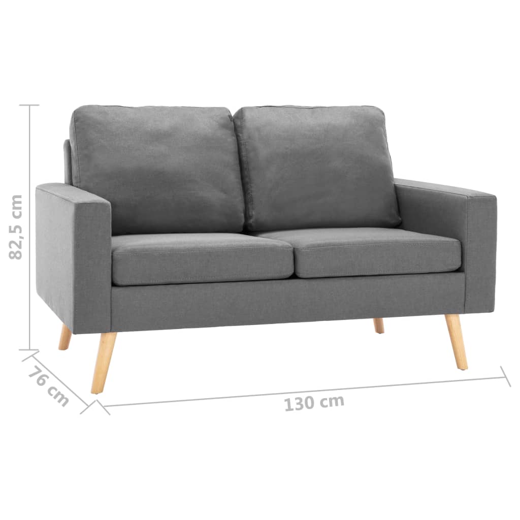 2 pcs light grey fabric sofa set