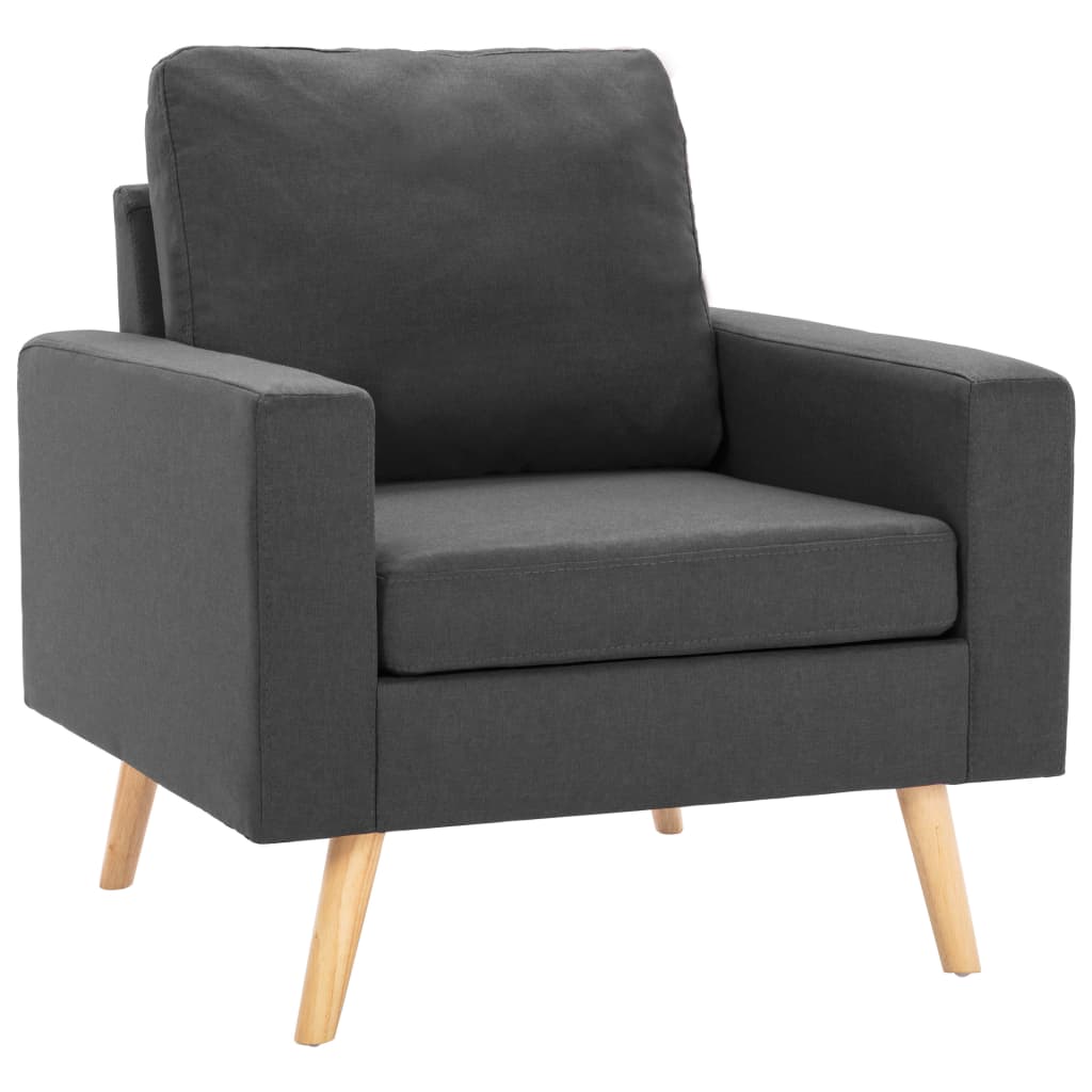 2 pcs conjunto de sofás tecido cinzento-escuro