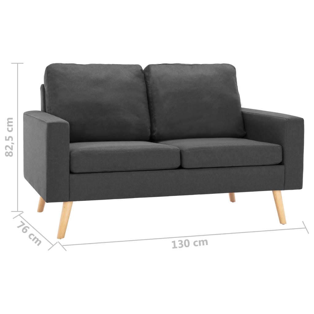 2 pcs conjunto de sofás tecido cinzento-escuro