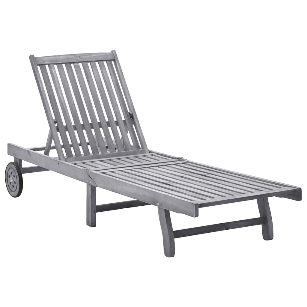 Sun lounger in solid acacia wood