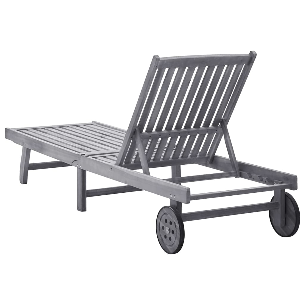 Sun lounger in solid acacia wood