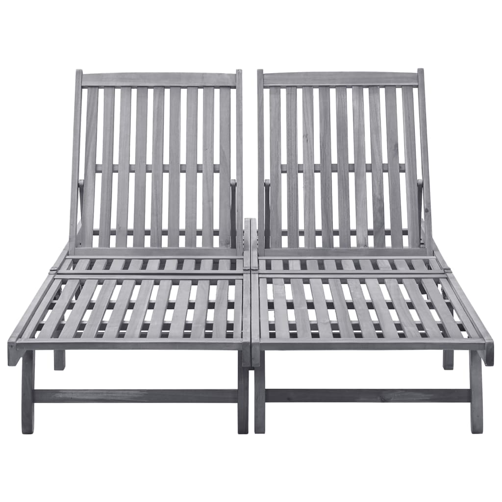 2-person sun lounger in solid acacia wood