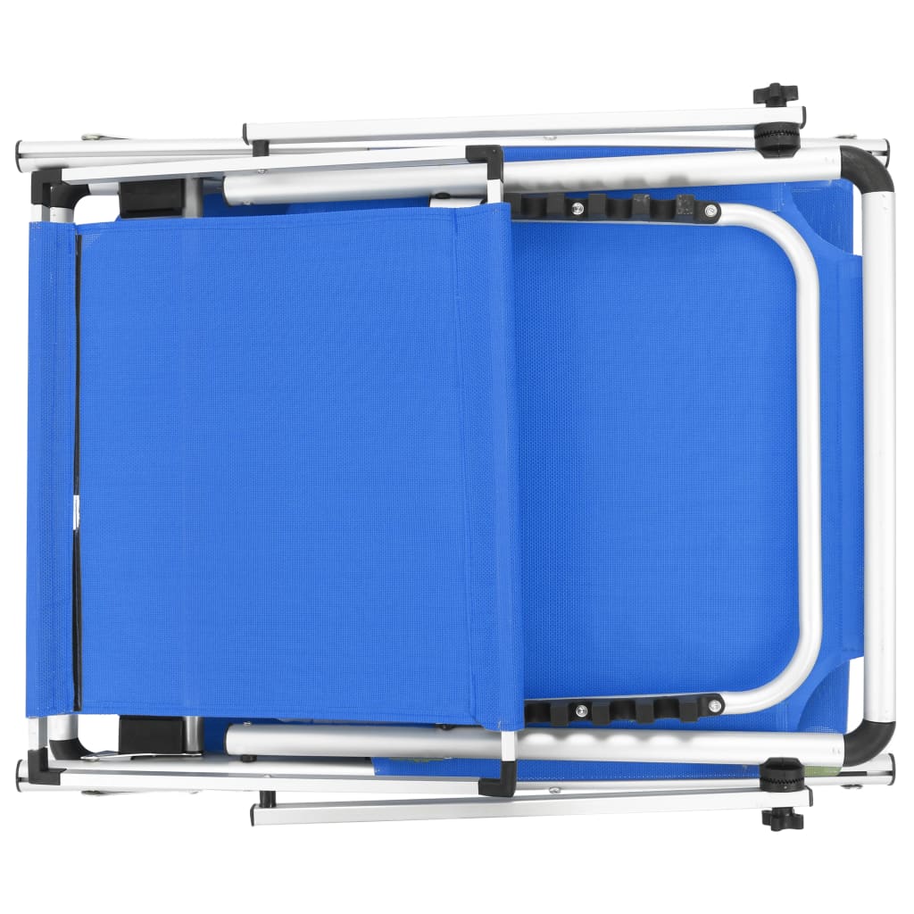 Folding sun loungers with roof 2pcs aluminum/textilene blue