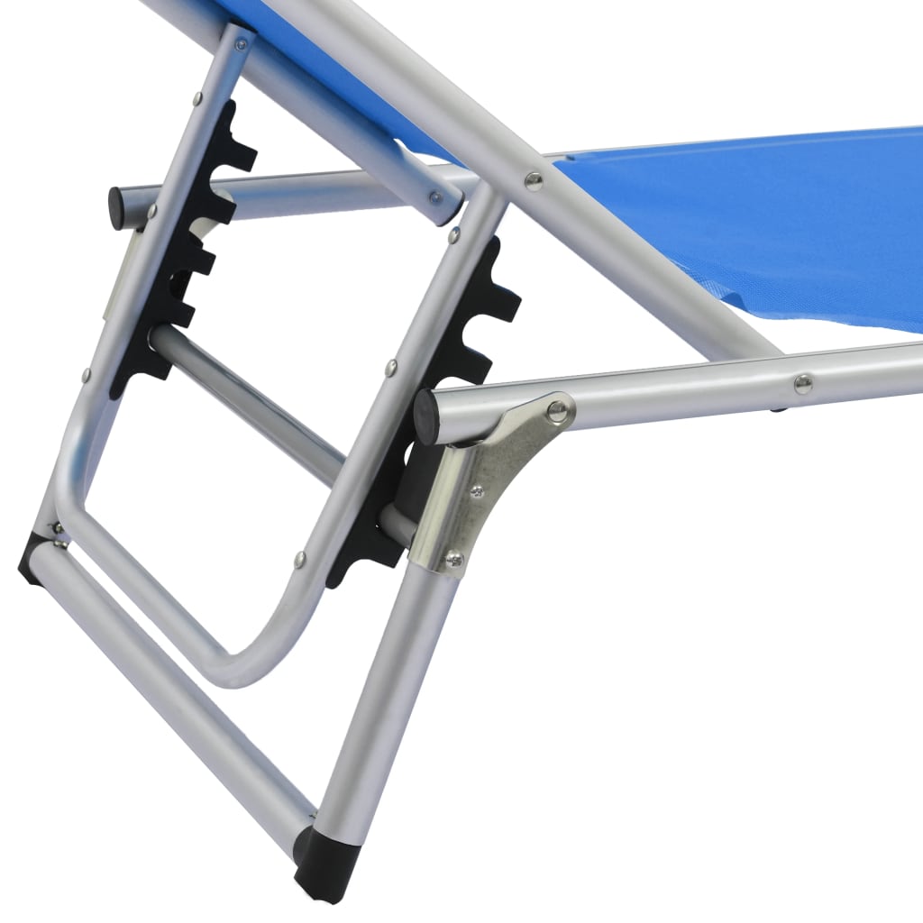 Folding sun loungers with roof 2pcs aluminum/textilene blue