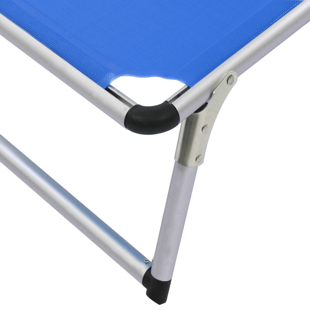Folding sun loungers with roof 2pcs aluminum/textilene blue