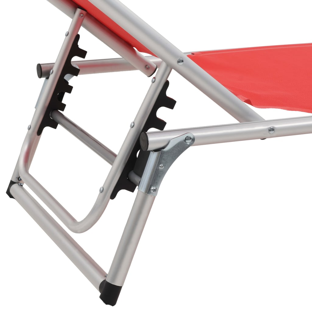 Folding sun loungers with roof 2pcs alum/textilene red