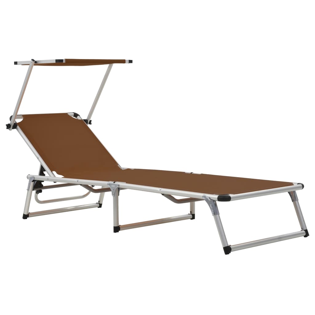 Folding sun loungers 2 pcs aluminium/textilene brown