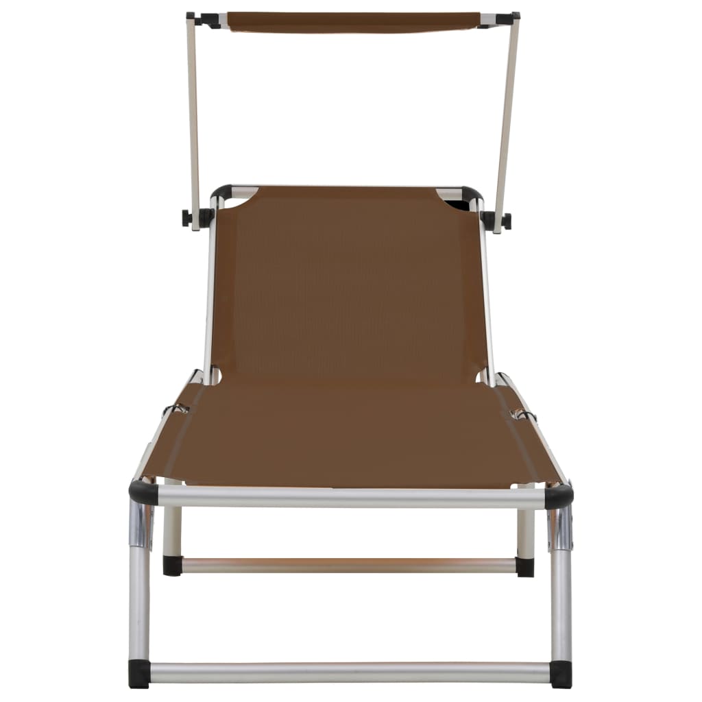 Folding sun loungers 2 pcs aluminium/textilene brown