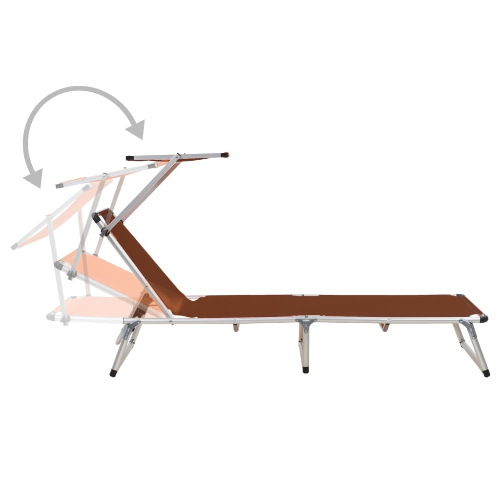 Folding sun loungers 2 pcs aluminium/textilene brown