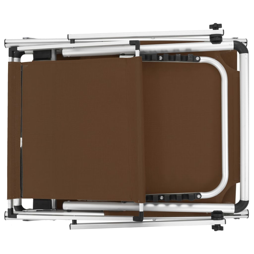 Folding sun loungers 2 pcs aluminium/textilene brown