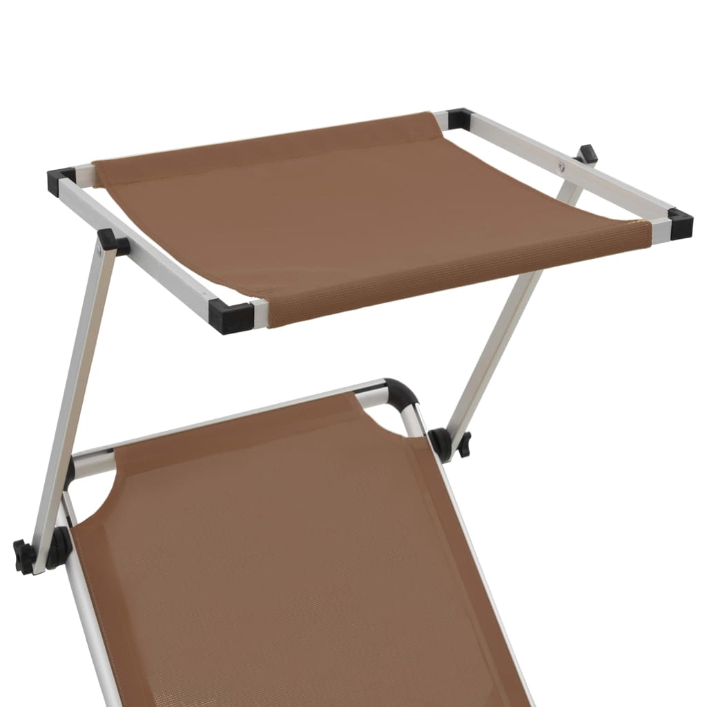 Folding sun loungers 2 pcs aluminium/textilene brown