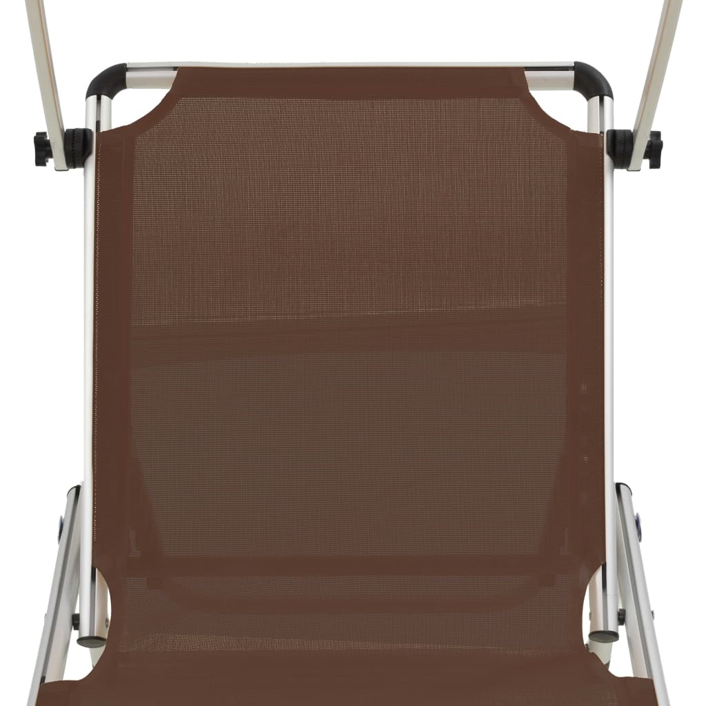 Folding sun loungers 2 pcs aluminium/textilene brown
