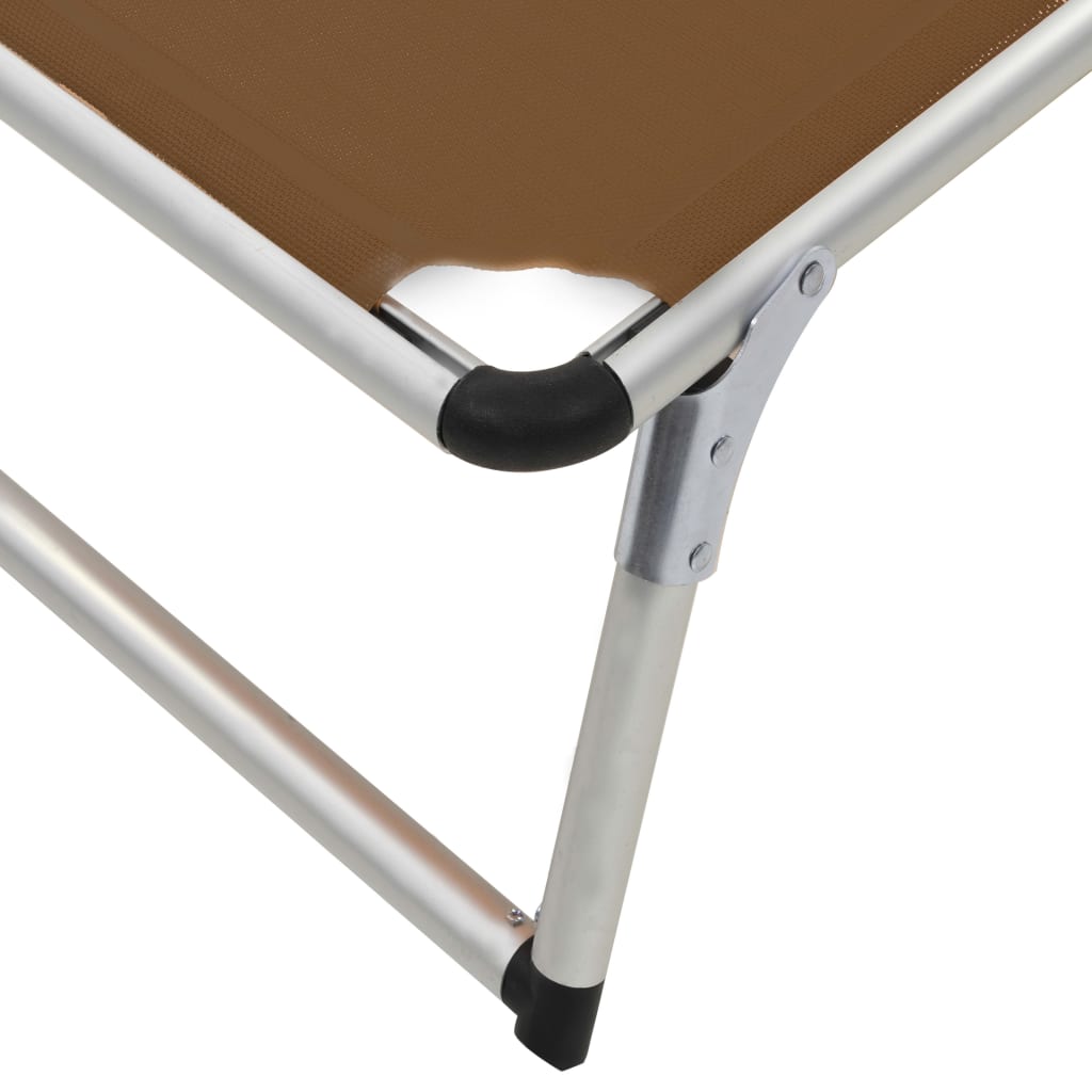 Folding sun loungers 2 pcs aluminium/textilene brown