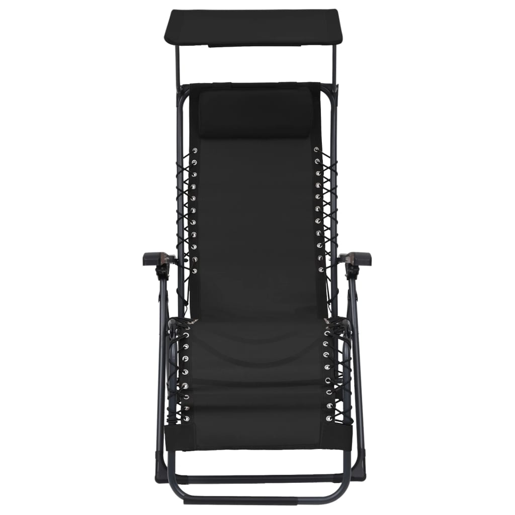 Cadeira de pátio dobrável textilene preto